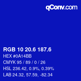 カラーコード: RGB 10 20.6 187.6 | qconv.com