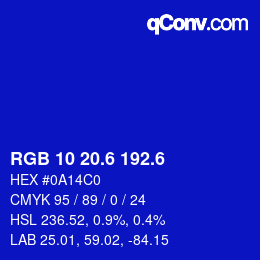カラーコード: RGB 10 20.6 192.6 | qconv.com