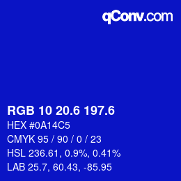 カラーコード: RGB 10 20.6 197.6 | qconv.com