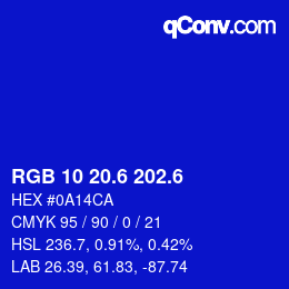 カラーコード: RGB 10 20.6 202.6 | qconv.com