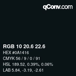 カラーコード: RGB 10 20.6 22.6 | qconv.com