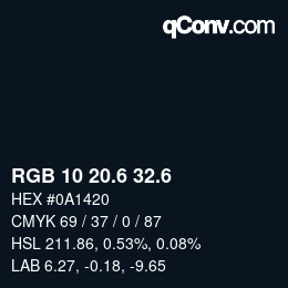 カラーコード: RGB 10 20.6 32.6 | qconv.com