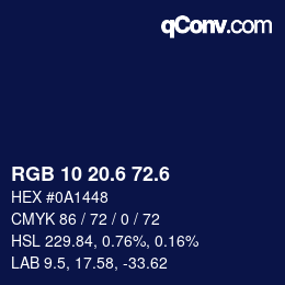 カラーコード: RGB 10 20.6 72.6 | qconv.com