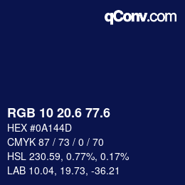 カラーコード: RGB 10 20.6 77.6 | qconv.com