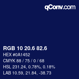 カラーコード: RGB 10 20.6 82.6 | qconv.com