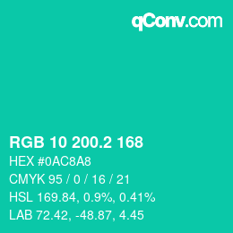 カラーコード: RGB 10 200.2 168 | qconv.com