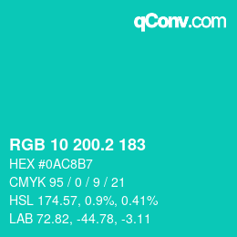 カラーコード: RGB 10 200.2 183 | qconv.com