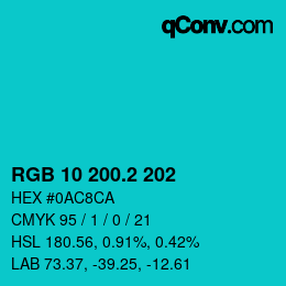 カラーコード: RGB 10 200.2 202 | qconv.com