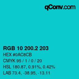 カラーコード: RGB 10 200.2 203 | qconv.com