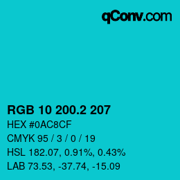 カラーコード: RGB 10 200.2 207 | qconv.com
