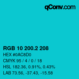 カラーコード: RGB 10 200.2 208 | qconv.com