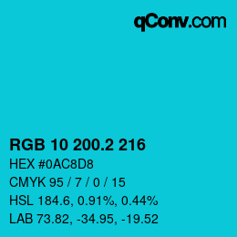 カラーコード: RGB 10 200.2 216 | qconv.com