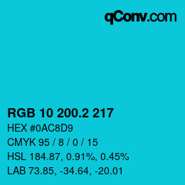 カラーコード: RGB 10 200.2 217 | qconv.com