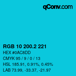 カラーコード: RGB 10 200.2 221 | qconv.com