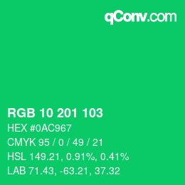 カラーコード: RGB 10 201 103 | qconv.com
