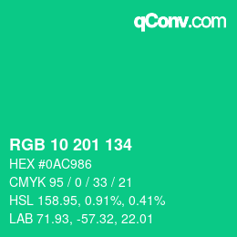 Color code: RGB 10 201 134 | qconv.com