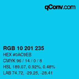 Color code: RGB 10 201 235 | qconv.com
