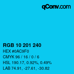 Color code: RGB 10 201 240 | qconv.com