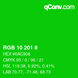 Code couleur: RGB 10 201 8 | qconv.com