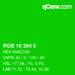 カラーコード: RGB 10 204 0 | qconv.com