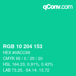 Color code: RGB 10 204 153 | qconv.com