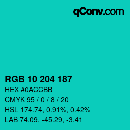 Color code: RGB 10 204 187 | qconv.com