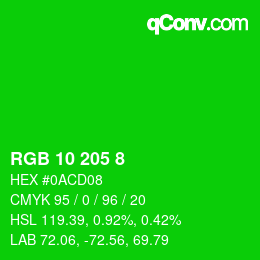 Color code: RGB 10 205 8 | qconv.com