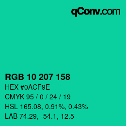 Color code: RGB 10 207 158 | qconv.com