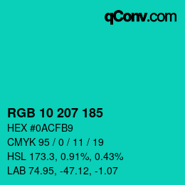 Color code: RGB 10 207 185 | qconv.com
