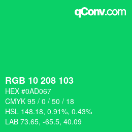 Farbcode: RGB 10 208 103 | qconv.com