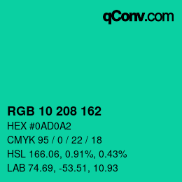 Color code: RGB 10 208 162 | qconv.com