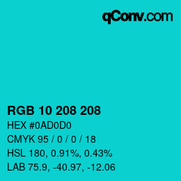 Color code: RGB 10 208 208 | qconv.com