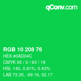 Color code: RGB 10 208 76 | qconv.com