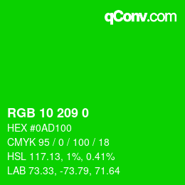 カラーコード: RGB 10 209 0 | qconv.com