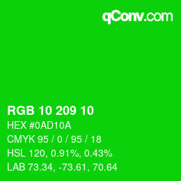 Color code: RGB 10 209 10 | qconv.com