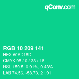 Color code: RGB 10 209 141 | qconv.com