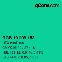Color code: RGB 10 209 153 | qconv.com