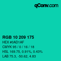 Color code: RGB 10 209 175 | qconv.com