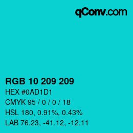 Color code: RGB 10 209 209 | qconv.com