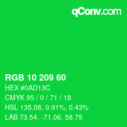 颜色代码: RGB 10 209 60 | qconv.com