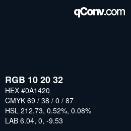 颜色代码: RGB 10 20 32 | qconv.com