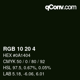 Color code: RGB 10 20 4 | qconv.com