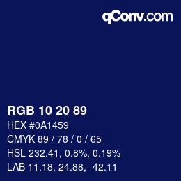 Color code: RGB 10 20 89 | qconv.com