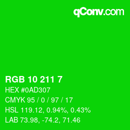 Color code: RGB 10 211 7 | qconv.com