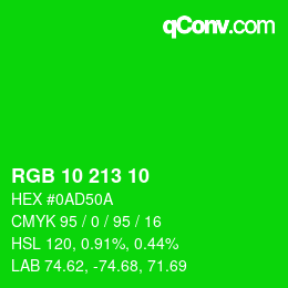 Color code: RGB 10 213 10 | qconv.com