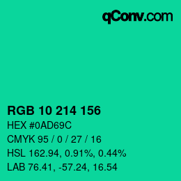 Color code: RGB 10 214 156 | qconv.com