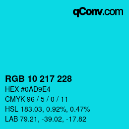 カラーコード: RGB 10 217 228 | qconv.com