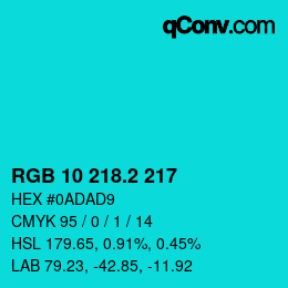 カラーコード: RGB 10 218.2 217 | qconv.com