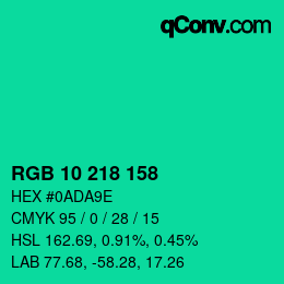 Color code: RGB 10 218 158 | qconv.com