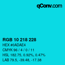 Color code: RGB 10 218 228 | qconv.com